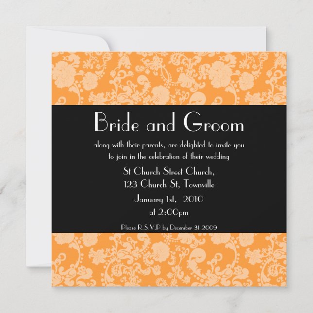 Floral Rococo Mariage, invitation 5,25 po x 5,25 p (Devant)