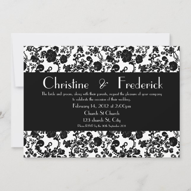 Floral Rococo Mariage, invitation 5"x7". (Devant)