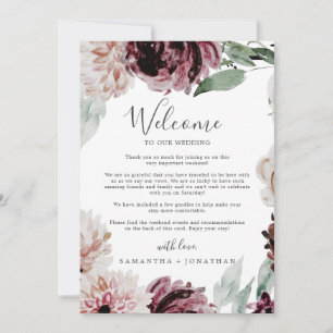 Floral Romance Mariage Bienvenue Lettre & Itinérai