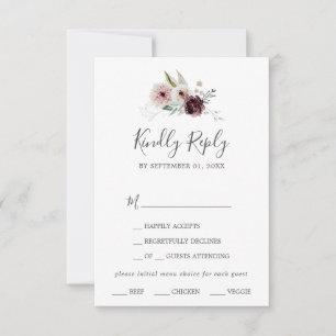 Floral Romance Menu Choix Carte RSVP