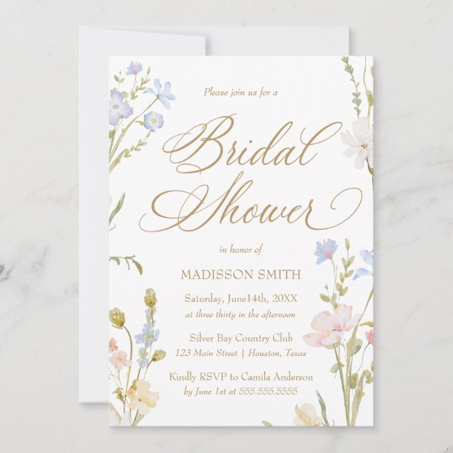 Floral Romantic Bridal Shower Invitation (Devant)