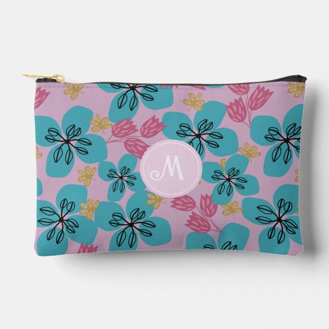 Floral romantique monogramme rose joli Sac à coudr (Recto)