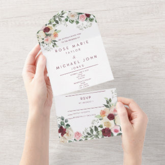 Floral romantique tout en un Faire-part de mariage