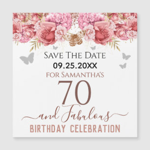 Floral rose 70e anniversaire Save the Date Magnet
