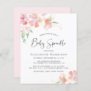 Floral rose Aquarelle Baby Sprinkle Invitation