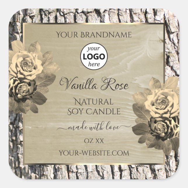 Floral Rose Arbre Grain produit Étiquette Logo (Devant)