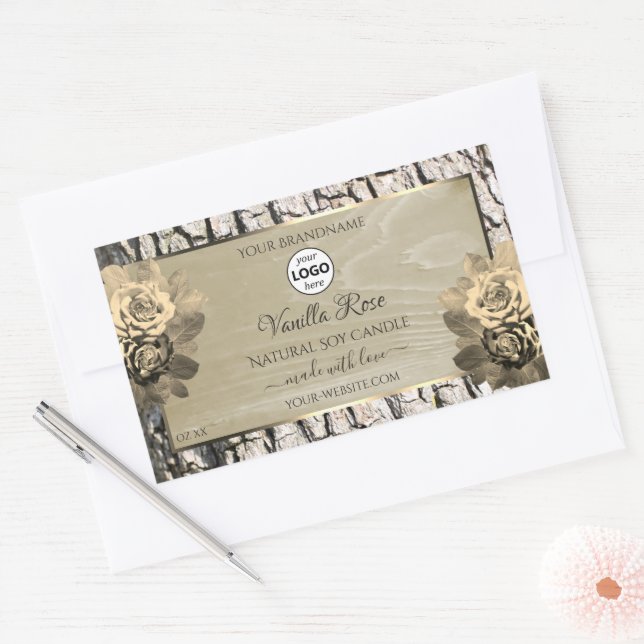 Floral Rose Arbre Grain produit Étiquette Logo (Enveloppe)