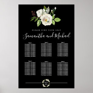 Floral rose blanc sur tableau noir 6 tables