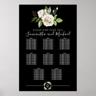 Floral rose blanc sur tableau noir 8 tables