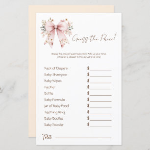 Floral Rose Bow Girl Baby shower Prix Guess