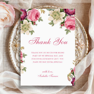 Floral rose Carte de remerciements d'anniversair