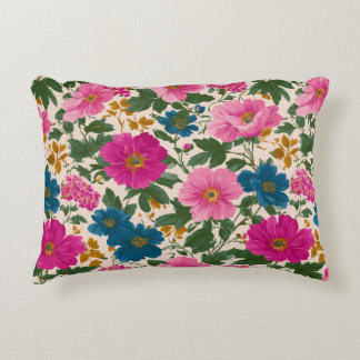 Floral rose et bleu sur Coussin d'accentuation à l