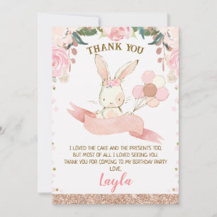 Floral rose et Carte de remerciements doré Rose
