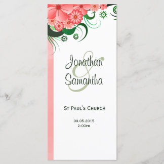 Floral rose Hibiscus Programme de mariage Carte Mo