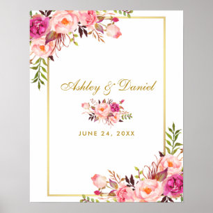 Floral rose Mariage Livre d'invité Autre Poster