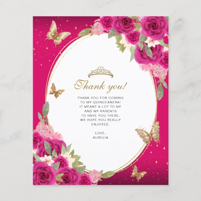 Floral rose or Tiara Butterfly Quinceañera Photo (Devant)