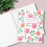 Floral rose personnalisé<br><div class="desc">Ce joli planificateur floral est décoré de roses d'aquarelle rose et de feuilles verts. Facile à personnaliser. Utilisez l'option Outil de conception pour modifier la taille, le style et la couleur du texte. Parce que nous créons notre oeuvre, vous ne trouverez pas cette image exacte d'autres designers. Aquarelle originale ©...</div>