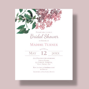 Floral rose poussiéreux Invitation de douche nup