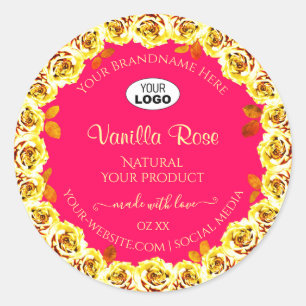 Floral rose produit Étiquettes Roses Jaunes avec l
