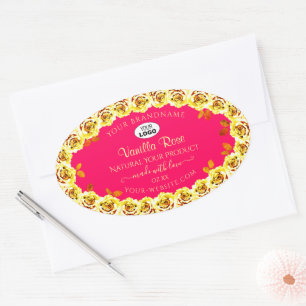 Floral rose produit Étiquettes Roses Jaunes avec l