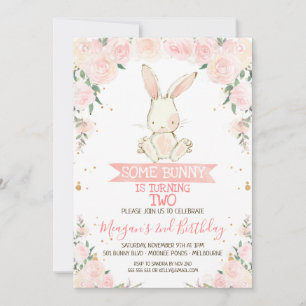 Floral rose Quelques Filles De Lapin Invitation An