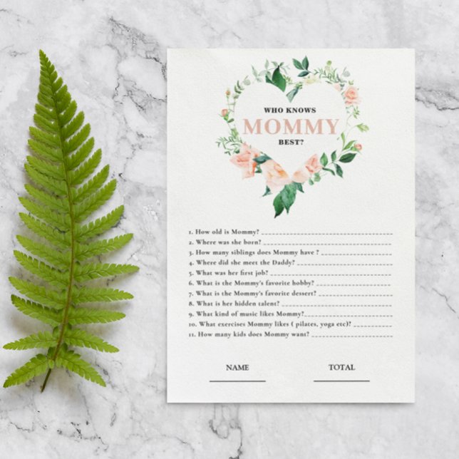 Floral rose Qui connaît maman meilleur Baby shower (Créateur téléchargé)