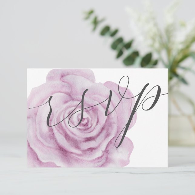 Floral rose rose aquarelle mariage RSVP (Debout devant)
