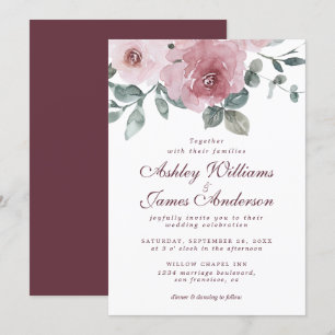 Floral Rose rose roux Faire-part de mariage Bourgo