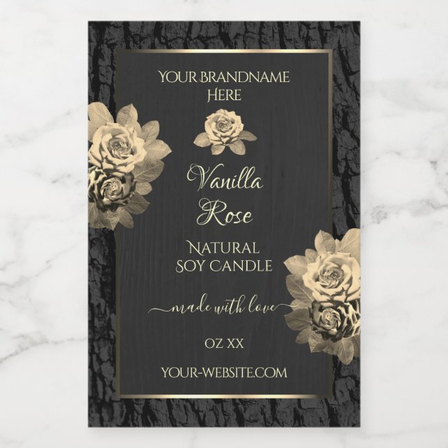 Floral Rose Rustique Black Tree Bark Étiquettes de (Étiquettes simples)