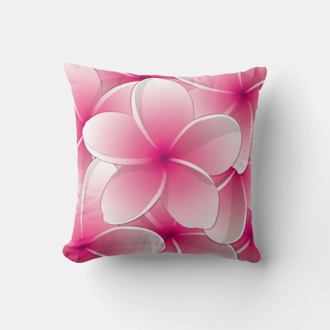 Floral rose vif Coussin décoratif réversible (Recto)