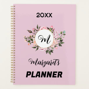 Floral rose vintage avec monogramme et texte