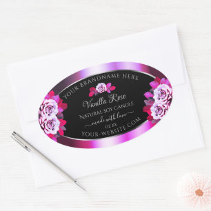Floral rose violet et noir Étiquettes de produits