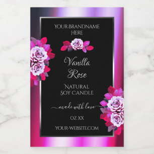 Floral rose violet et noir Étiquettes de produits 