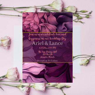 Floral rose violet Faire-part de mariage botanique