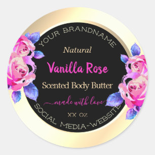 Floral rose violet noir et or Étiquettes de produi