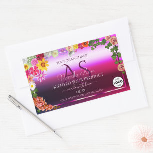 Floral rose violet produit Étiquettes Monogramme L