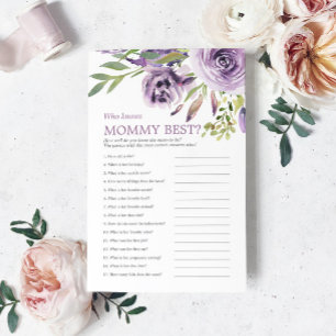 Floral Rose Violet Qui Connaît Maman Meilleur Jeu