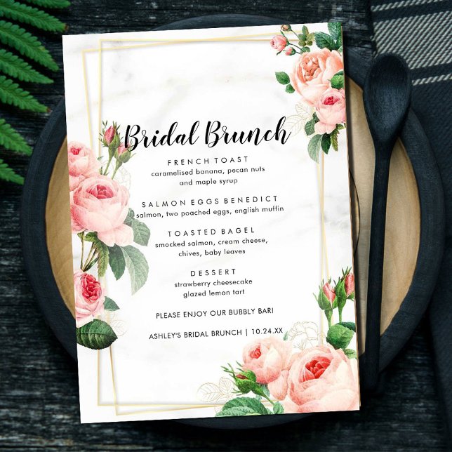 Floral Rosy Blush Bridal Brunch Menu (Créateur téléchargé)