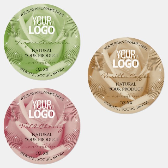 Floral Rouge Brown Vert produit Logo Étiquette (Groupe)