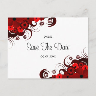 Floral rouge et blanc Enregistrer la date Cartes p