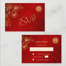 Floral rouge RSVP Mariage chinois