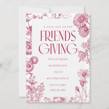Floral rouge vintage | Amical | Invitation