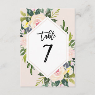 Floral rougissent la carte manuscrite de nombre du