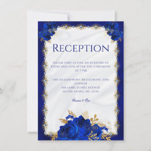 Floral Royal Blue Mariage Carte de réception Téléc