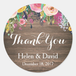 Floral Rustic Merci Mariage Favoriser Stickers