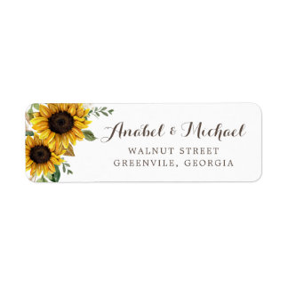 Floral Rustic Tournesol Pays Étiquette de adresse 