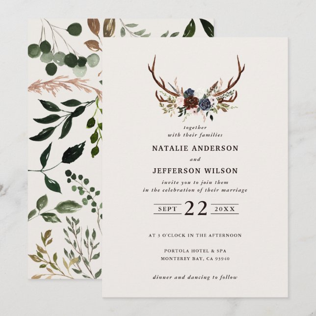 Floral rustique et bois marine mariage bordeaux (Devant / Derrière)