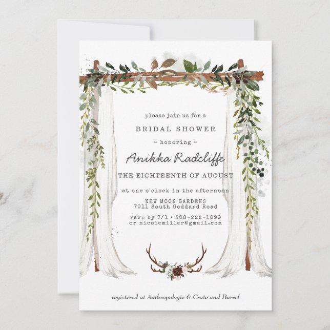 Floral rustique | Invitation de douche nuptiale (Devant)