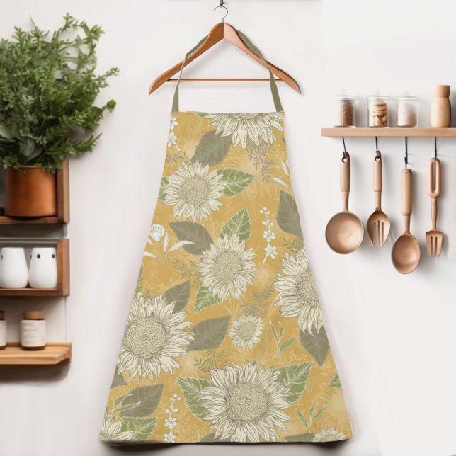 Floral rustique pays floral tournesol tablier (Indulge in rustic country sunflower charm of our Womens apron.  Cook in style & let your name shine!)