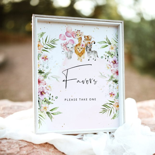 Floral Safari animaux baby shower faveurs poster (Créateur téléchargé)